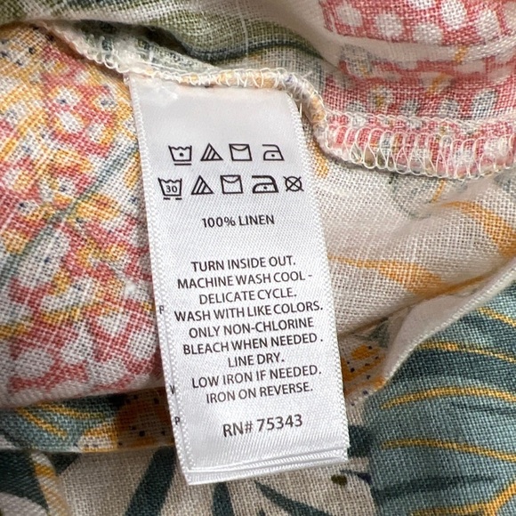 C and C California Dress Womens M Floral Ruffle Cap Sleeve V Neck Linen Boho NWT - Picture 2 of 7